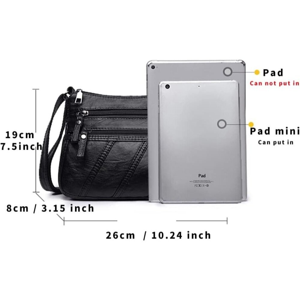 Women's Black Waterproof Messenger Casual Pu Leather Ladies Purse Shoulder Bag - Picture 3 of 9